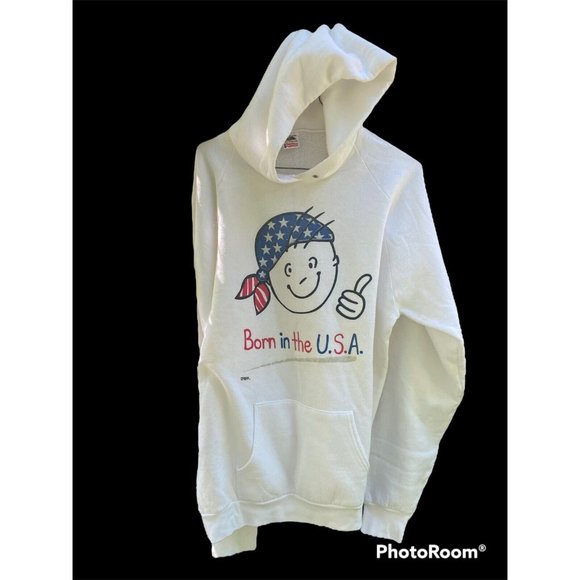 90’s Born In the USA  Freeze New York  Hoodie Size XXL Red White Blue Unisex - Picture 2 of 6